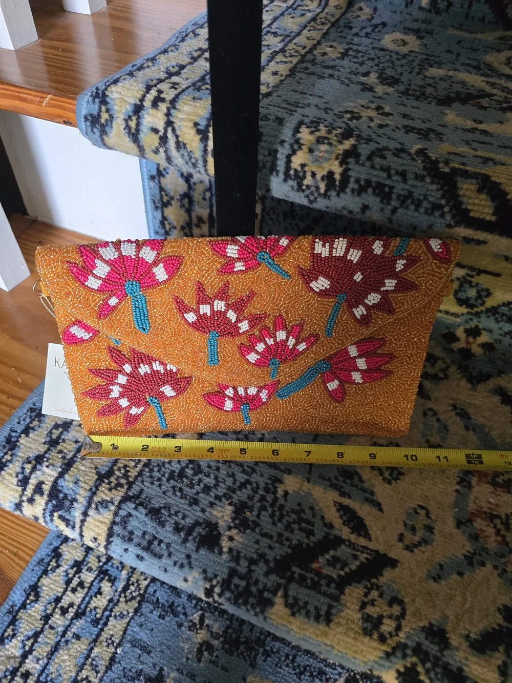 Kaylee Beaded Floral Clutch - Orange